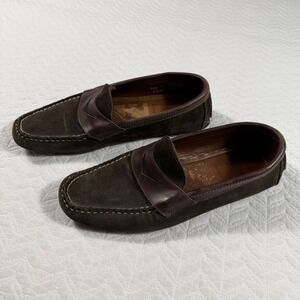 Allen Edmonds Sonoma Mens 9.5 M Dark Brown Suede Penny Loafer Driving Shoes USA